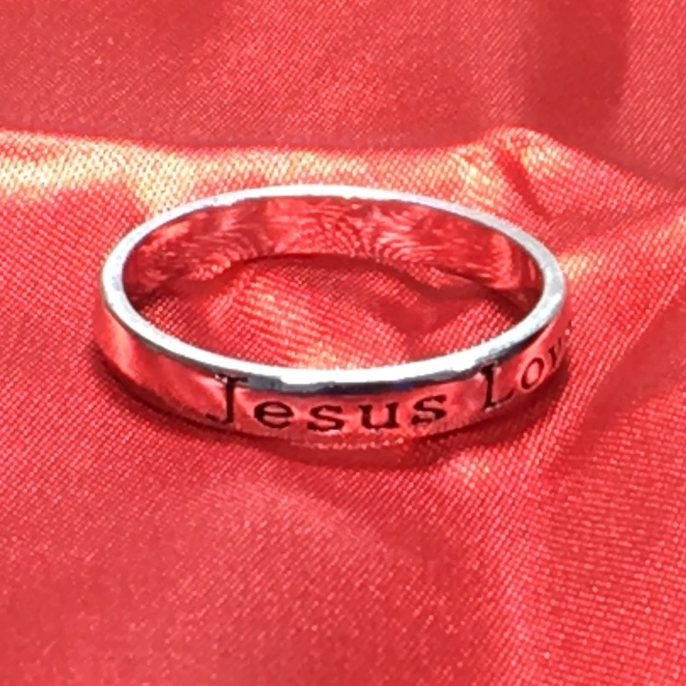 Stamped 925 Sterling Silver Jesus Loves You Ring